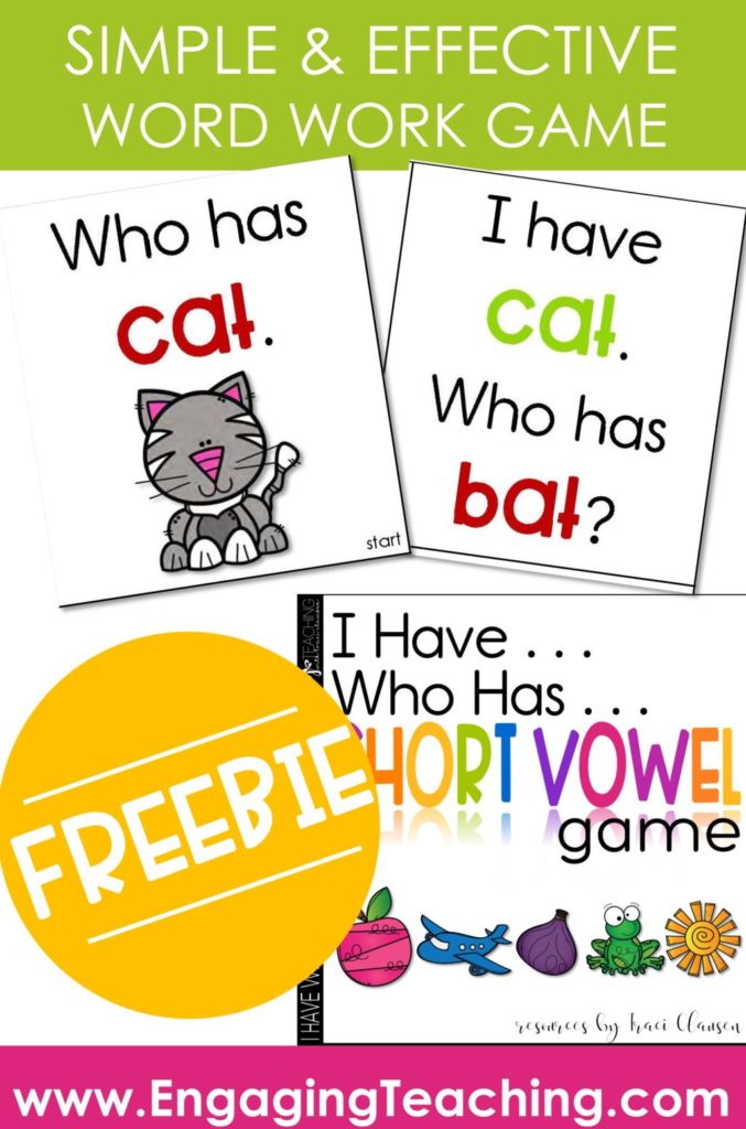CVC Word Work Game Cards