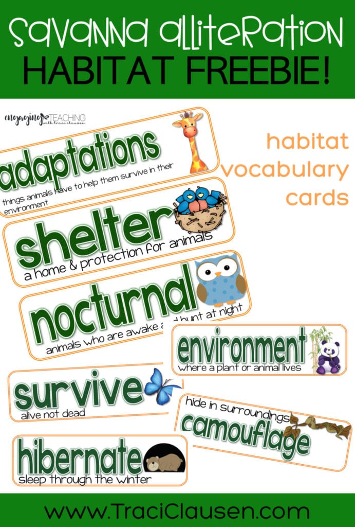 habitat vocabulary cards