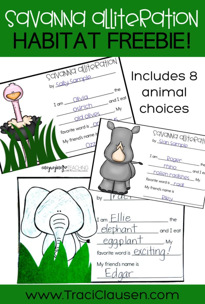 Savanna animals and alliteration activity