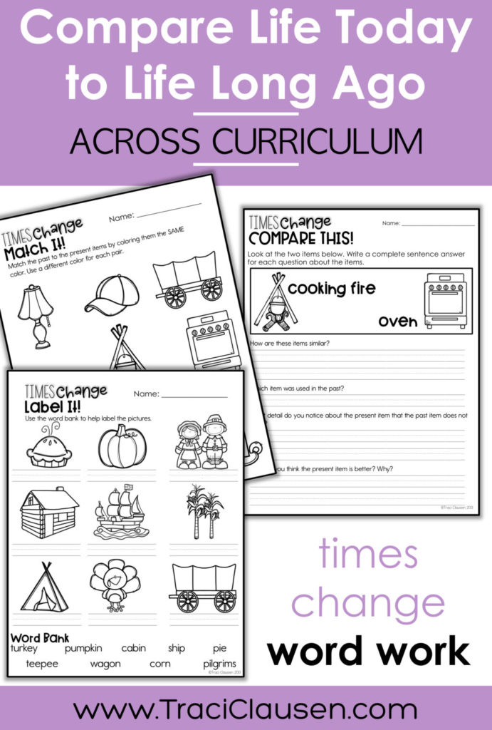 past and present activity sheets