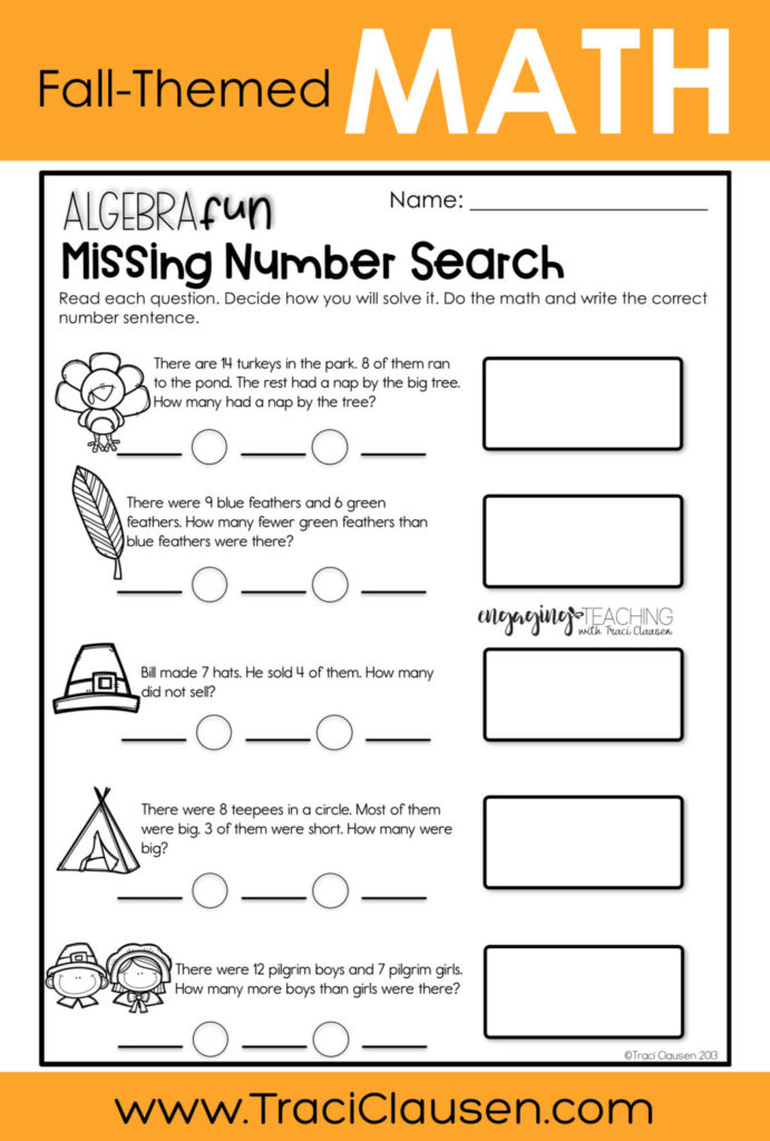 missing numbers worksheet