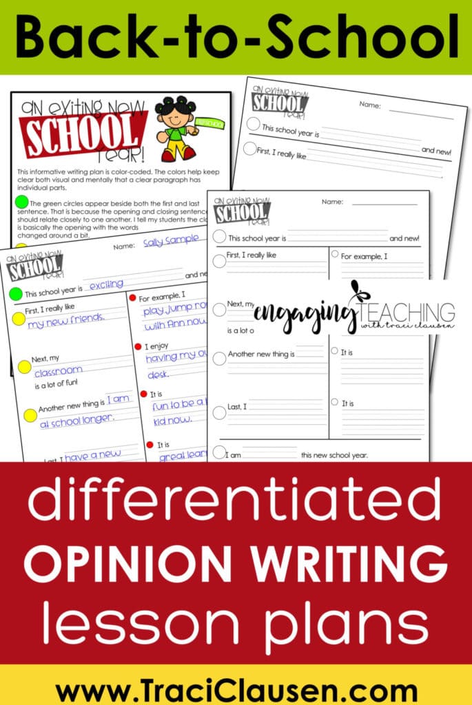 differentiated opinion writing lesson