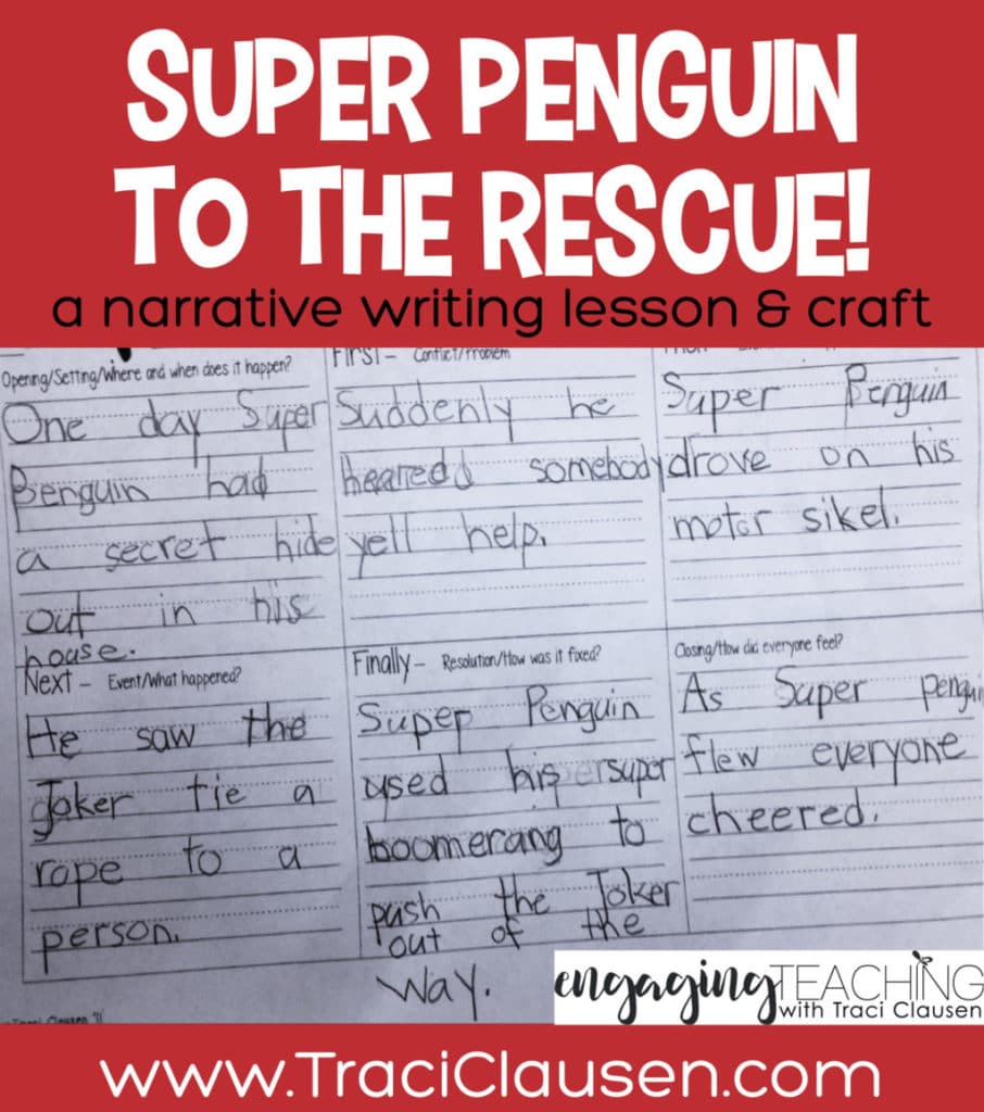 student sample of super penguin narrative