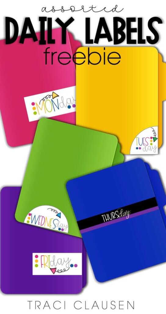Colorful file folders with labels
