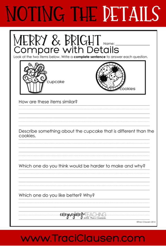 Compare with Details winter worksheet