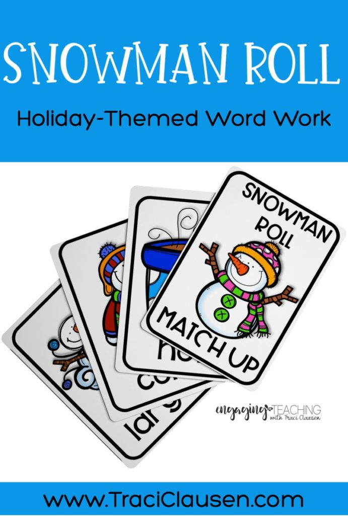 Word Work Cards - Snowman Roll
