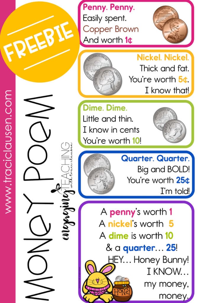 Money Poem and Test FREEBIE Traci Clausen Engaging Teaching