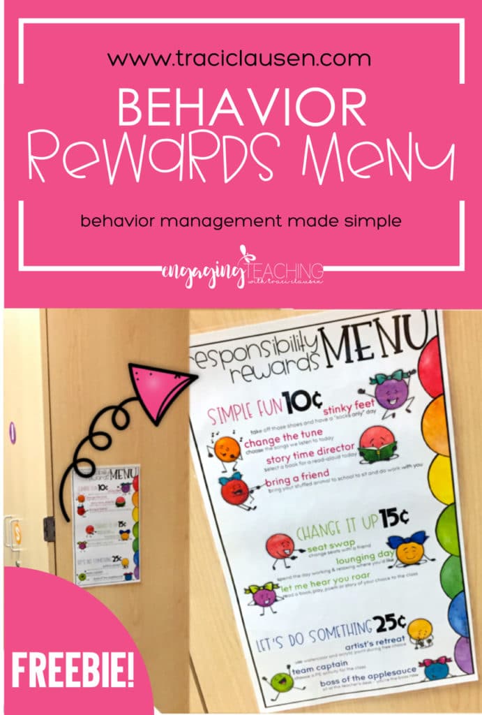 Behavior Management Rewards Menu