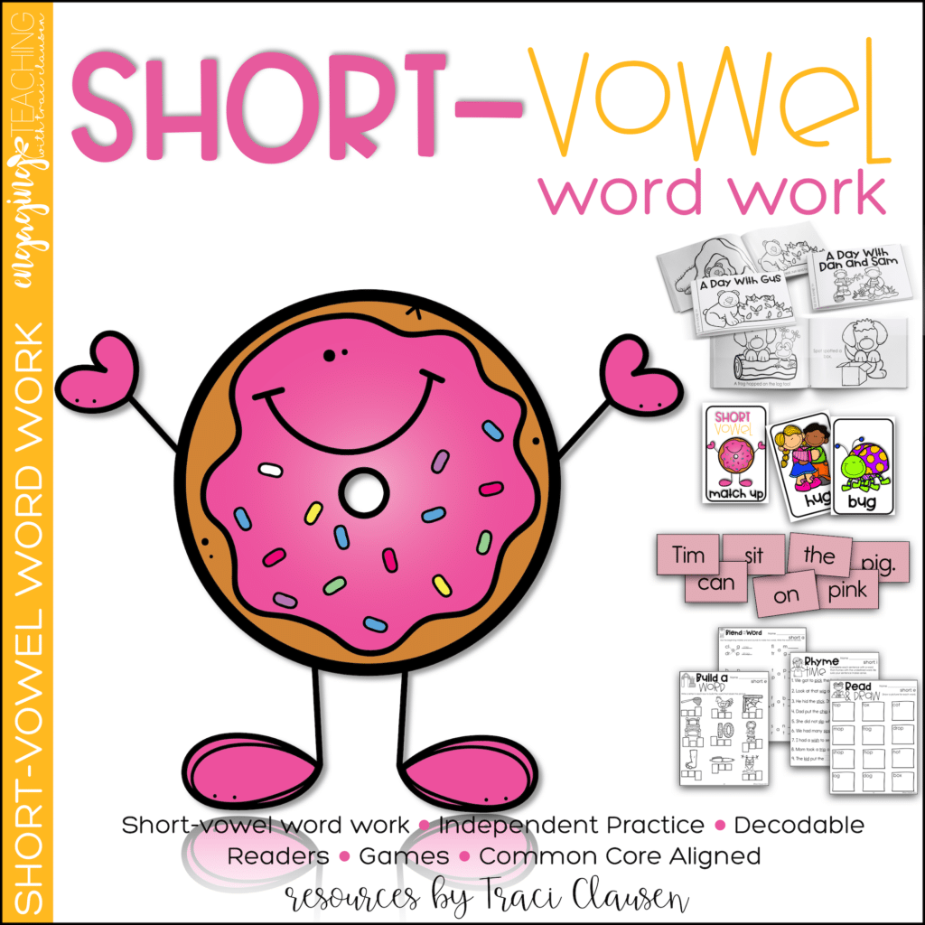 short vowel word work resource cover