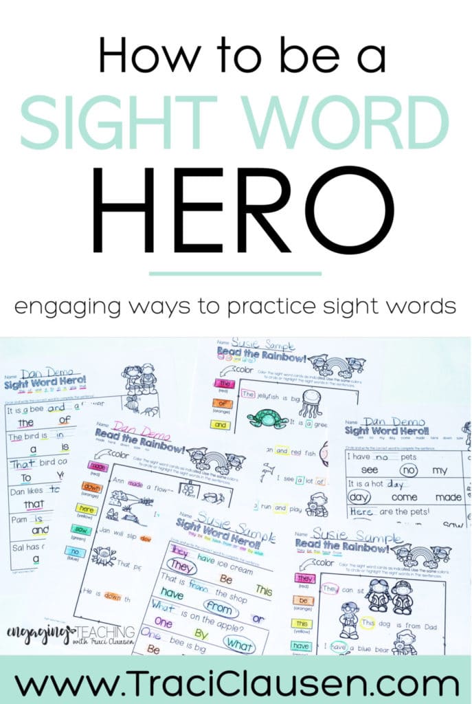 Sight Word Hero Sheet
