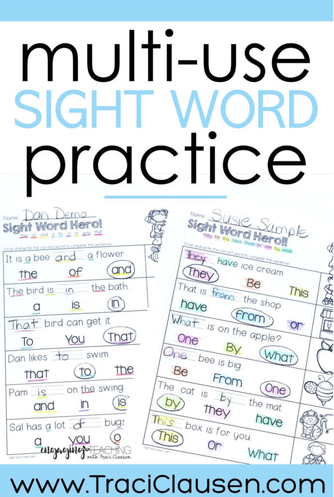 Sight Word Hero Sheets