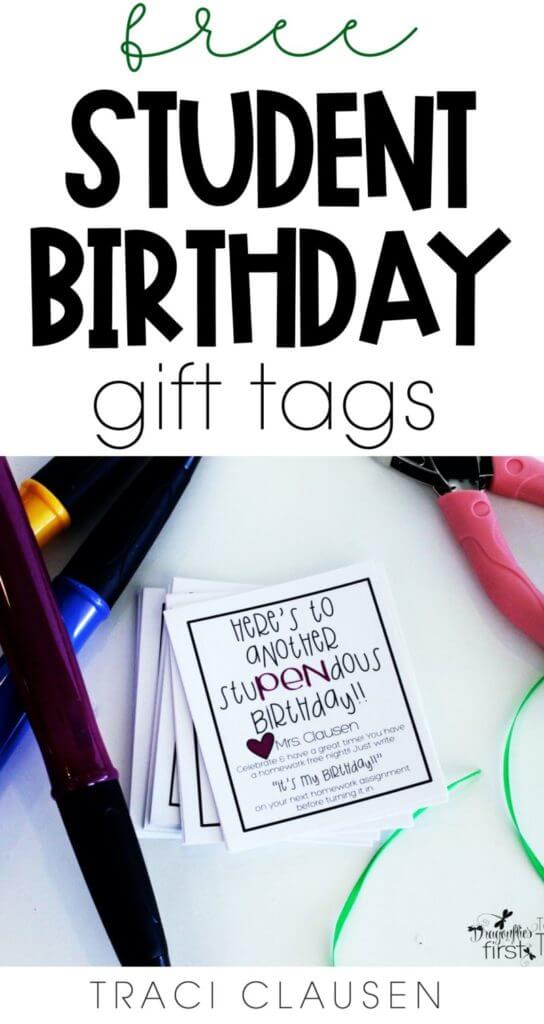 Birthday gift tags and jumbo pens