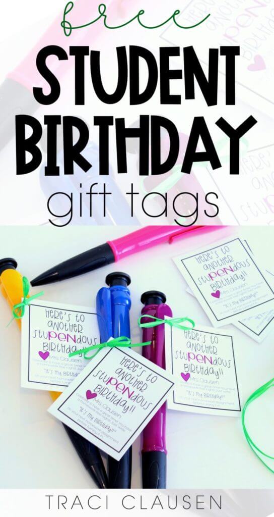 Birthday gift tags and jumbo pens