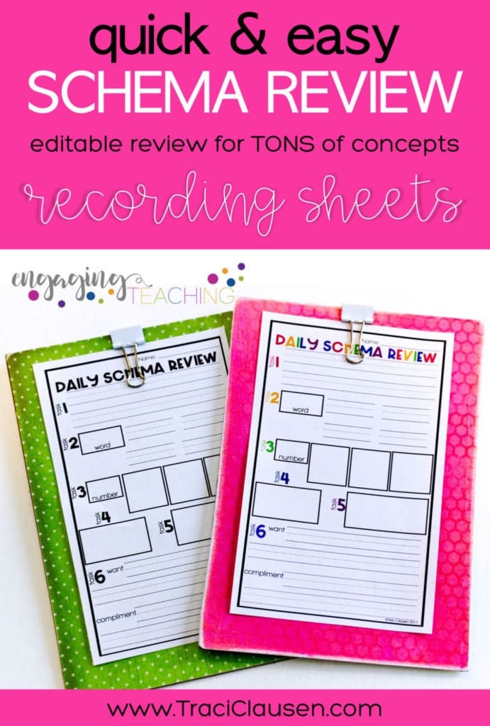 Schema Review Recording Sheets