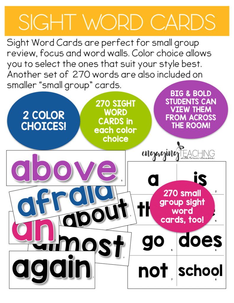 Sight Word Cards (over 270 words in a variety of color/sizes in one file!!!!)