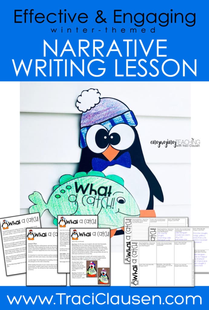 Penguin and fish craft and narrative writing lesson