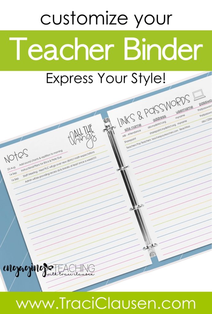 customize your teacher binder