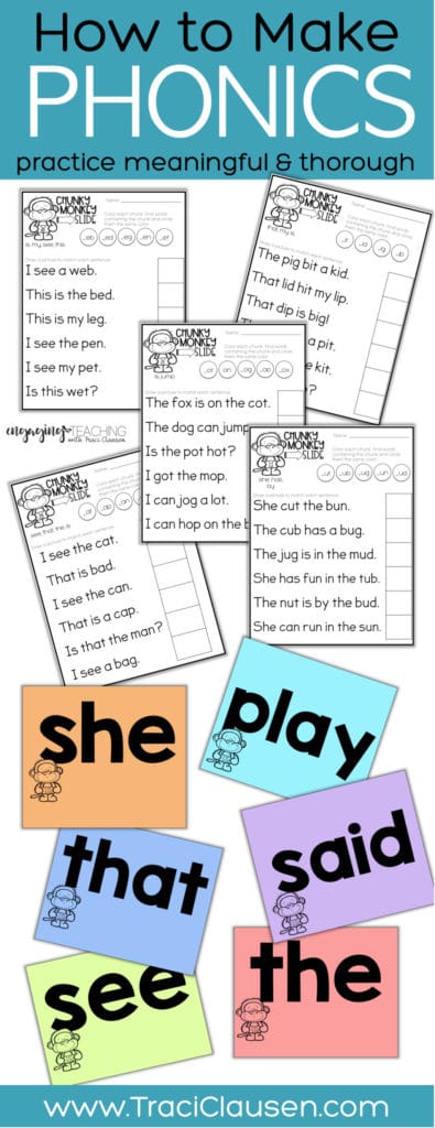 Chunky Monkey samples sheets and sight word cards