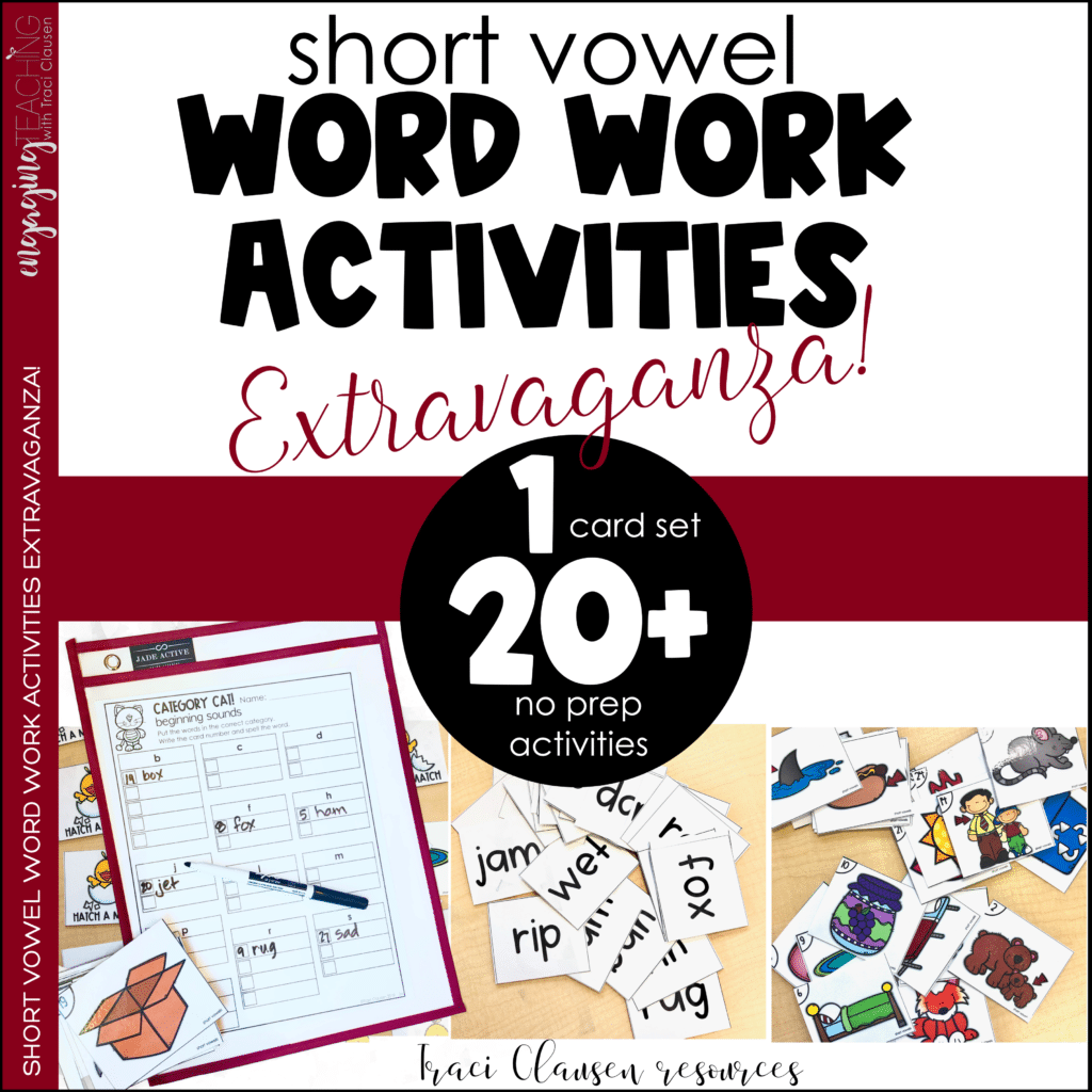 Short Vowel Word Work Activities Extravaganza resource cover.