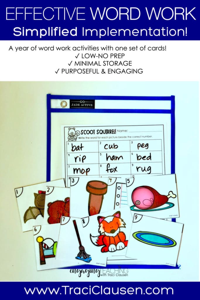 Word Work Sample short vowels activity