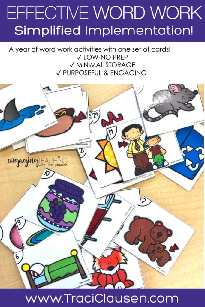 Short Vowel Word Work Picture Cards